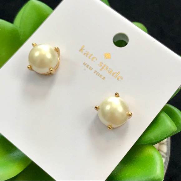 Kate Spade Gold/Cream Pearl Gumdrop Stud Earrings - Picture 7 of 7